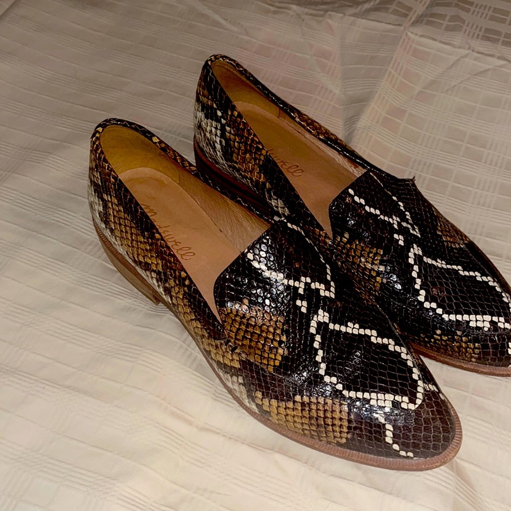 Madwell genuine leather snakeskin loafers